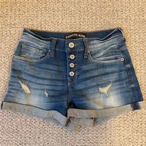 Express Distressed Blue Jean Shorts Size 2